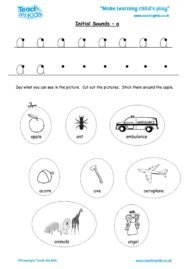 Worksheets for kids - initial sounds-a